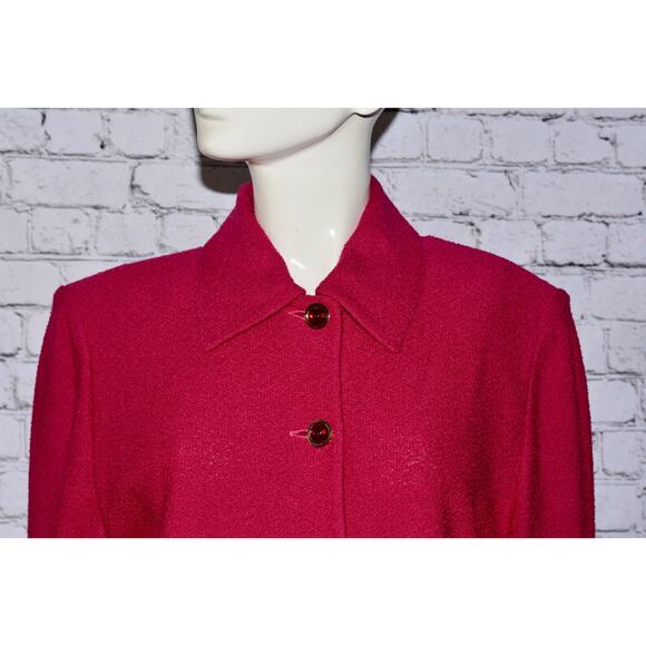 ST. JOHN KNIT Fuchsia Pink Long Sleeve Jacket Skirt SET Size 10 NWT - Picture 5 of 7